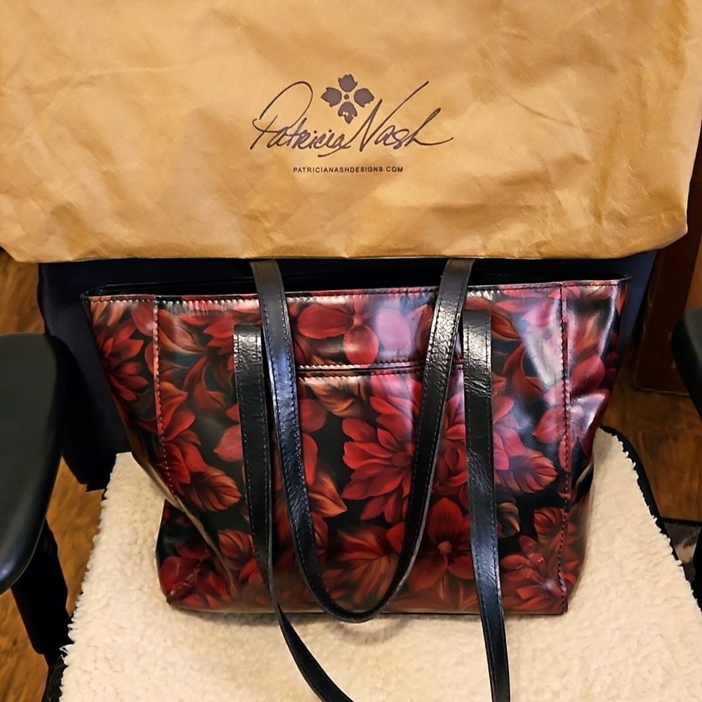 Patricia Nash Red and Black Floral Tote